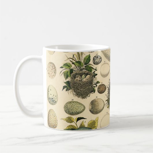 ヴィンテージ鳥の卵ネストアー絵画トの卵 コーヒーマグカップ (左)