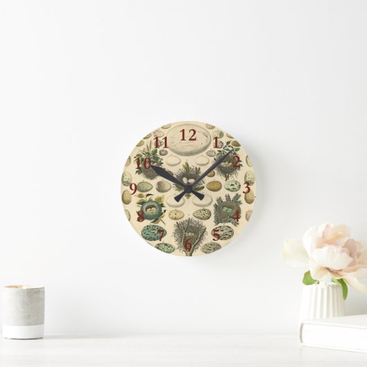 ヴィンテージ鳥の卵ネストアー絵画トの卵 ラウンド壁時計 (ホーム)
