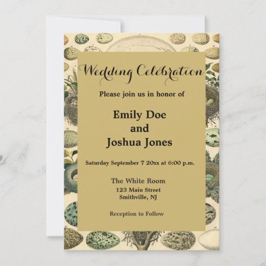 ヴィンテージ鳥の卵ネストアー絵画トの卵 招待状 (正面)