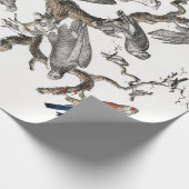 ヴィンテージ鳥の古いイラストレーション芸術動物 ラッピングペーパー (角)