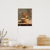 ヴィンテージ鳥の壁画 , アンティーク鳥の絵 ポスター (キッチン)