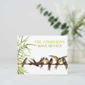 ヴィンテージ鳥の新しいアドレス+引っ越し祝いパーティーパーティー 招待状 (スタンド正面)