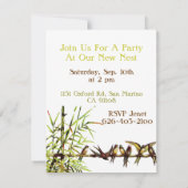 ヴィンテージ鳥の新しいアドレス+引っ越し祝いパーティーパーティー 招待状 (裏面)