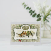 ヴィンテージ鳥の新年のはがき シーズンポストカード (スタンド正面)