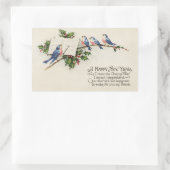 ヴィンテージ鳥の新年 長方形シール (バッグ)