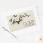 ヴィンテージ鳥の新年 長方形シール (封筒)