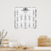 ヴィンテージ鳥の梅開花座席表12表 ポスター (キッチン)