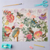 ヴィンテージ鳥の花蝶の音楽デコpage 2 薄葉紙 (クラフト)