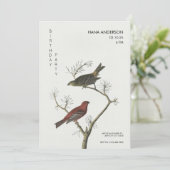 ヴィンテージ鳥の芸術日本風誕生日 招待状 (スタンド正面)