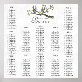 ヴィンテージ鳥の黄色い開花の座席表12表 ポスター (正面)