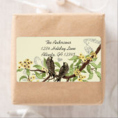 ヴィンテージ鳥の黄色い開花枝ラベル ラベル (インサイチュ)