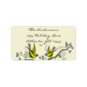 ヴィンテージ鳥の黄色とグレーのラベル感じRSVP ラベル (正面)