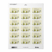 ヴィンテージ鳥の黄色とグレーのラベル感じRSVP ラベル (フルシート)