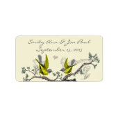 ヴィンテージ鳥の黄色とグレーのRSVPアドレス ラベル (正面)