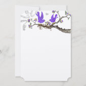 ヴィンテージ鳥の黄色と紫の結婚式の招待 招待状 (裏面)