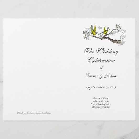 ヴィンテージ鳥の黄色の翼と灰色のプログラムカバー (正面)