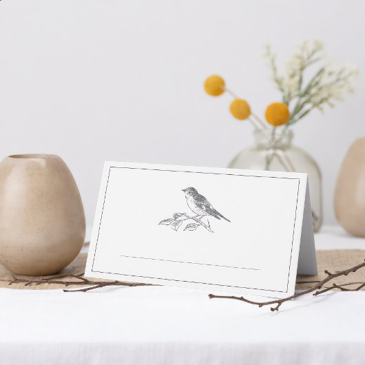 ヴィンテージ鳥の黒と白のブランク結婚式 プレイスカード