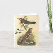 ヴィンテージ鳥を見て、"ありがとう！" カード (正面)