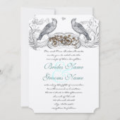 ヴィンテージ鳥を選択アクセント結婚式招待状 招待状 (正面)