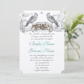 ヴィンテージ鳥を選択アクセント結婚式招待状 招待状 (スタンド正面)