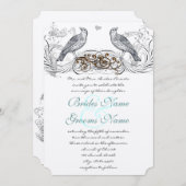 ヴィンテージ鳥を選択アクセント結婚式招待状 招待状 (正面/裏面)