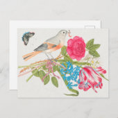 ヴィンテージ鳥イラストレーション ポストカード (正面/裏面)