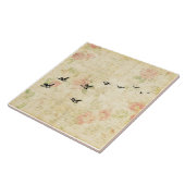 ヴィンテージ鳥エレガントフローラスクリプト紙スタイル タイル (側面)