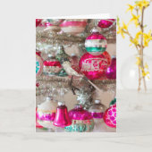 ヴィンテージ鳥オーナメントと木の光沢のある花束 カード (黄色い花)