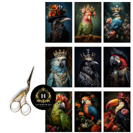 ヴィンテージ鳥ゴシックレーヴンキングクラウンデクページ 薄葉紙