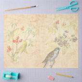 ヴィンテージ鳥シリーズデザイン2 薄葉紙 (クラフト)