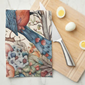 ヴィンテージ鳥スカンジナビア織物デザイン キッチンタオル (四つ折り)