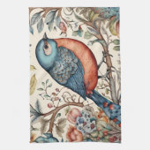 ヴィンテージ鳥スカンジナビア織物デザイン キッチンタオル (縦)