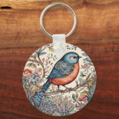 ヴィンテージ鳥スカンジナビア織物デザイン キーホルダー (裏面)