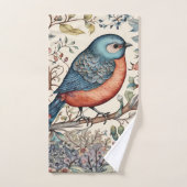 ヴィンテージ鳥スカンジナビア織物デザイン バスタオルセット (ハンドタオル)