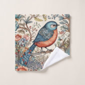 ヴィンテージ鳥スカンジナビア織物デザイン バスタオルセット (ウォッシュタオル)