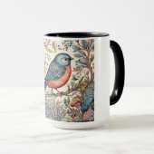 ヴィンテージ鳥スカンジナビア織物デザイン マグカップ (正面右)