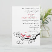 ヴィンテージ鳥ハニーサックルピンクの結婚式の招待 招待状 (スタンド正面)