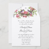 ヴィンテージ鳥ハニーサックル紫とピンク 招待状 (正面)