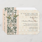 ヴィンテージ鳥ハニーサックル結婚式招待状 招待状 (正面/裏面)