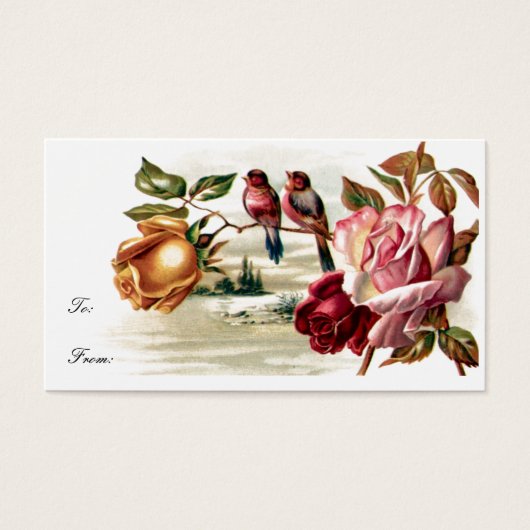 ヴィンテージ鳥バラギフトラベル (正面)