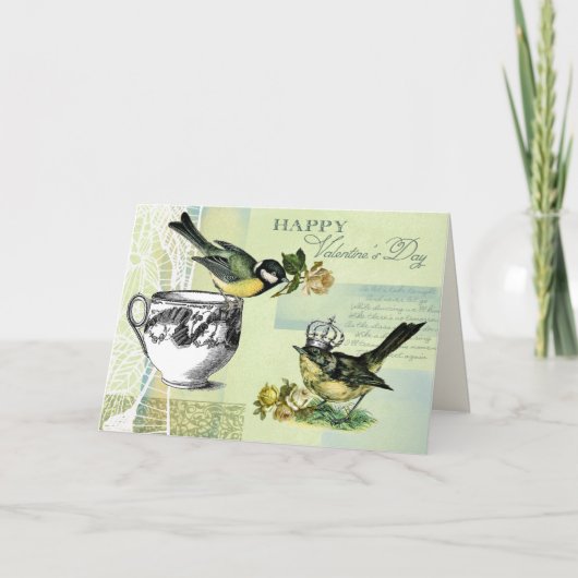 ヴィンテージ鳥バレンタインデー シーズンカード (正面)