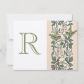 ヴィンテージ鳥ピーチハニーサックル保存日 招待状 (裏面)