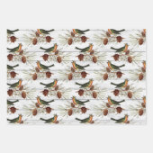 ヴィンテージ鳥フローラクリスマス ラッピングペーパーシート (正面3)