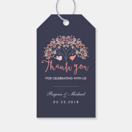 ヴィンテージ鳥フローラ結婚の感謝ギフトラベル ギフトタグ (正面)