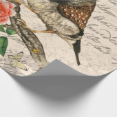 ヴィンテージ鳥フローラ蝶エフエマデクページ ラッピングペーパー (角)