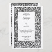 ヴィンテージ鳥フローラ&葉アールヌーボーフレーム 招待状 (正面/裏面)