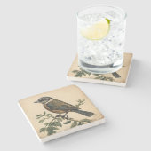 ヴィンテージ鳥プリント ストーンコースター (横)