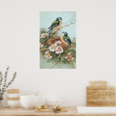 ヴィンテージ鳥プリント ポスター (キッチン)