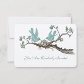 ヴィンテージ鳥ロビン卵結婚青の応答カード 出欠カード (裏面)