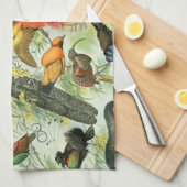 ヴィンテージ鳥古本イラストレーション美術動物 キッチンタオル (四つ折り)